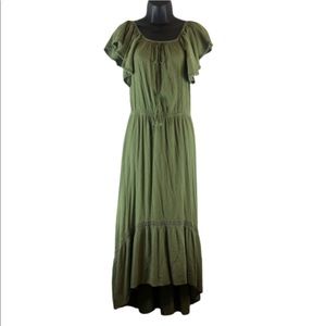 Womens small green boho Maxy elastic waist resortwear beachy lightweight  dress